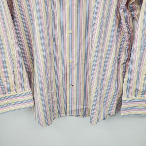 NWT Banana Republic Pink, Blue, Yellow Striped Collared Dress Shirt XL 17 - 17.5 - Picture 10 of 10